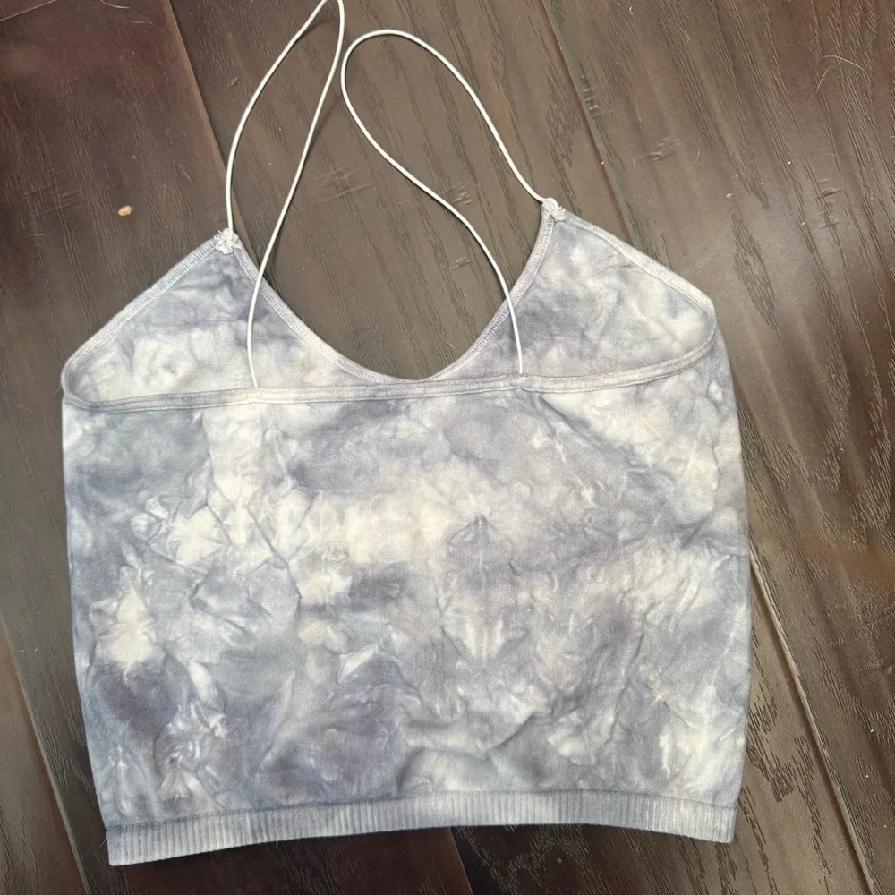 Free People Washed Tie-Dye Cropped Brami – Gray & Cream Marble XS/S - Picture 4 of 5